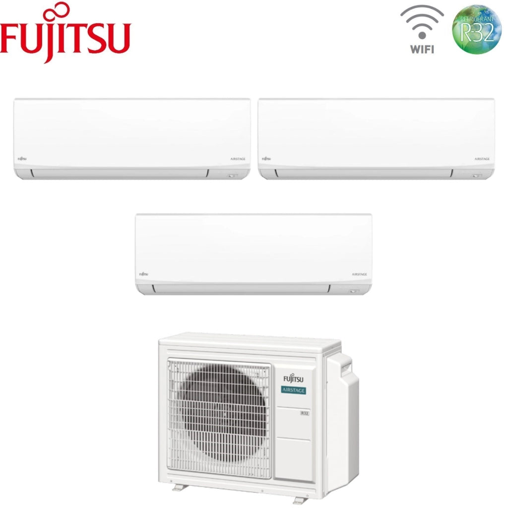 Condizionatore Trial Split Fujitsu KJ White 7+9+9 con AOEG18KBCA3 R-32 Wi-Fi Integrato