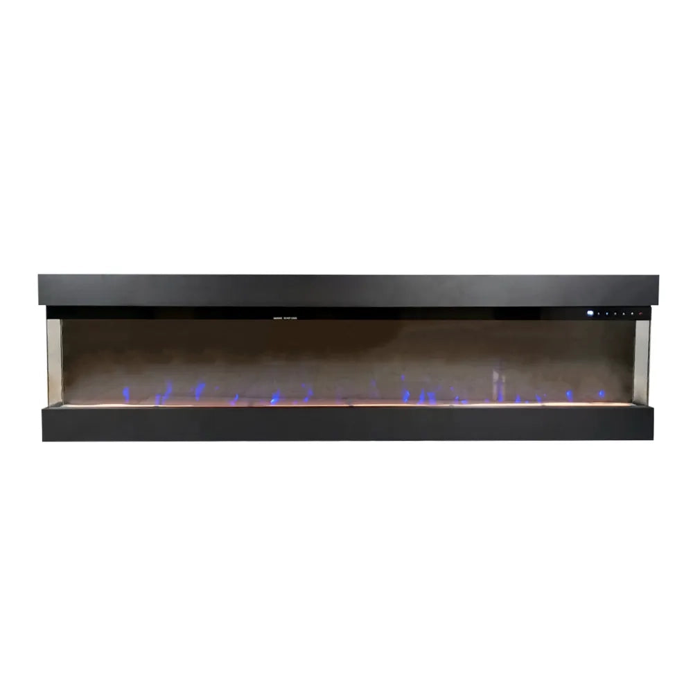 Tempo Style - Camino elettrico a parete e da incasso VELAR | Stufa ventilata da 750W/1500W a basso consumo (Nero, 182cm)