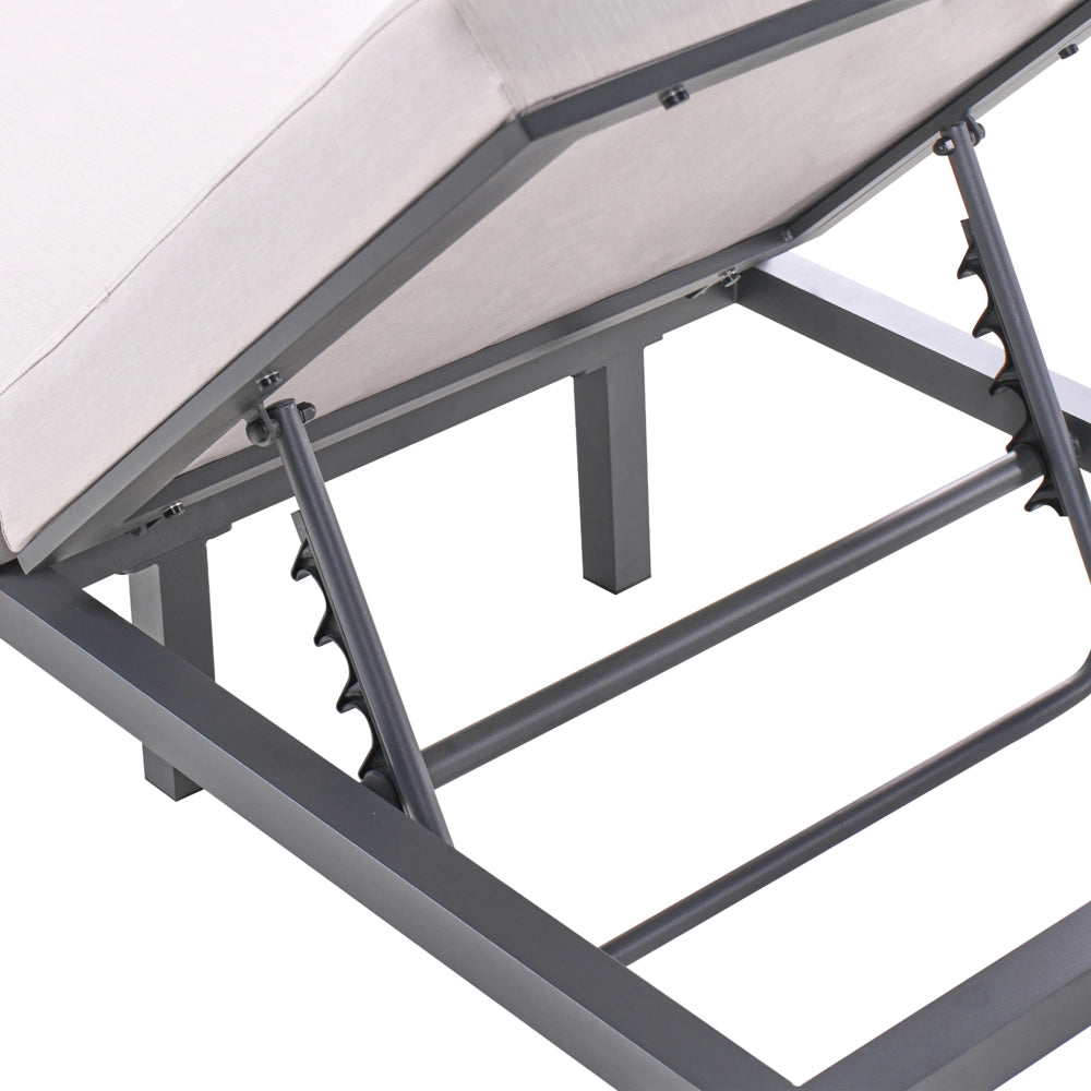 Lettino da giardino moderno reclinabile con struttura in metallo Beige chiaro stile moderno