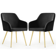 Set di 2 Sedie in velluto liscio ESTELLE Nero gambe oro