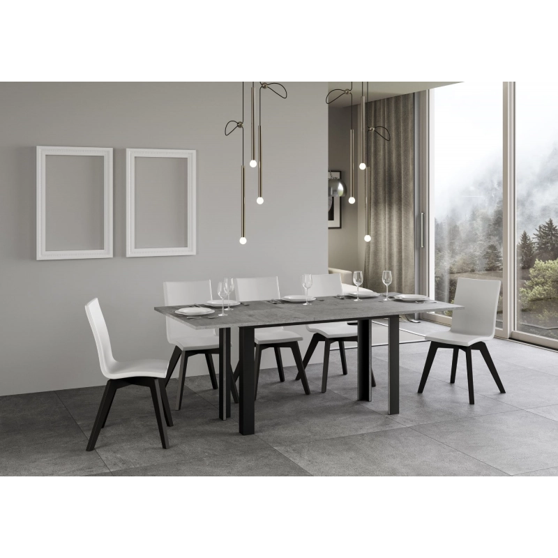 Tavolo apribile 120/200x45/90 cm Linea Double telaio Antracite - Cemento