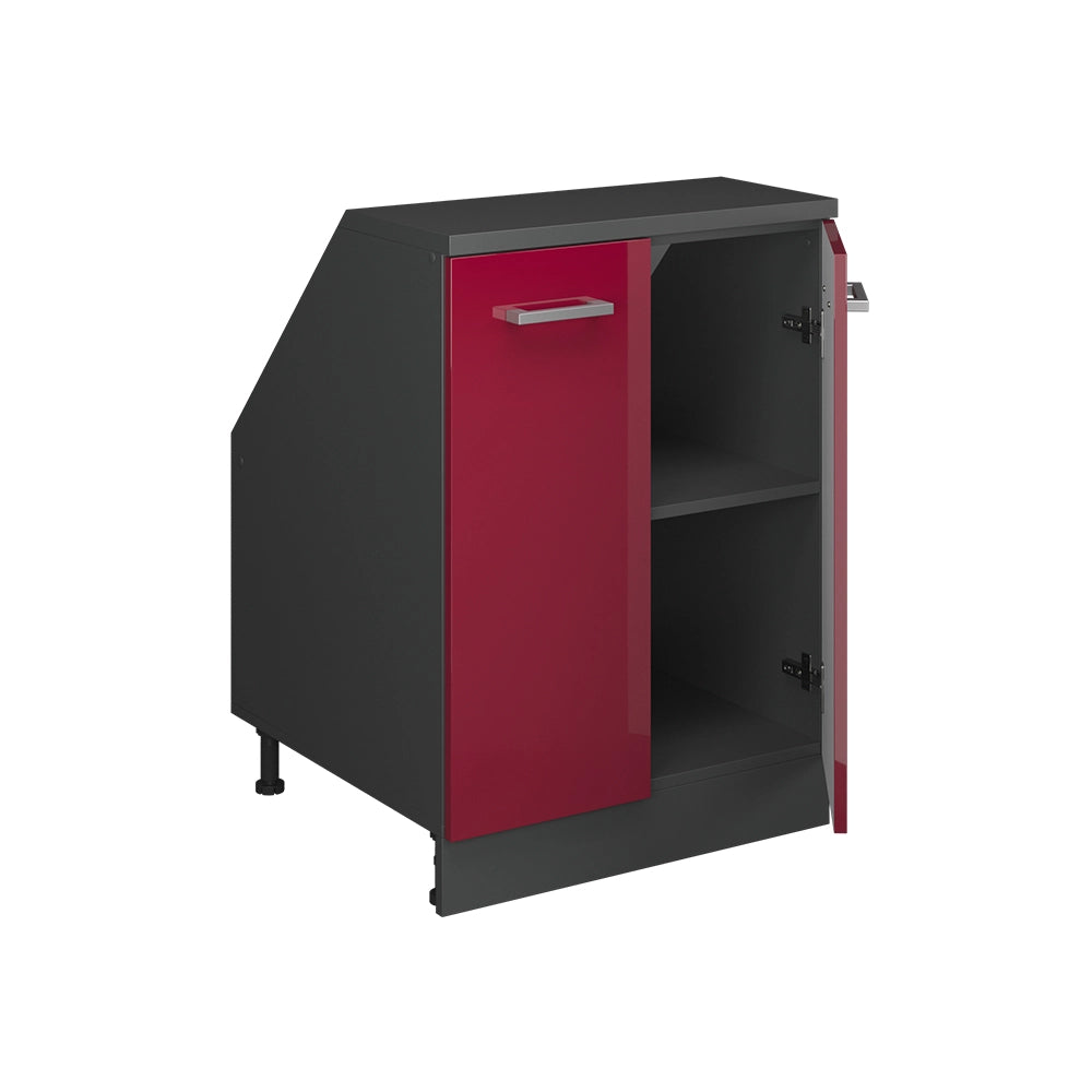 Mobile sottotetto Rion Rosso lucido/Antracite 60 x 83.8 cm con 2 porte, carcassa 60 cm profondità Vicco
