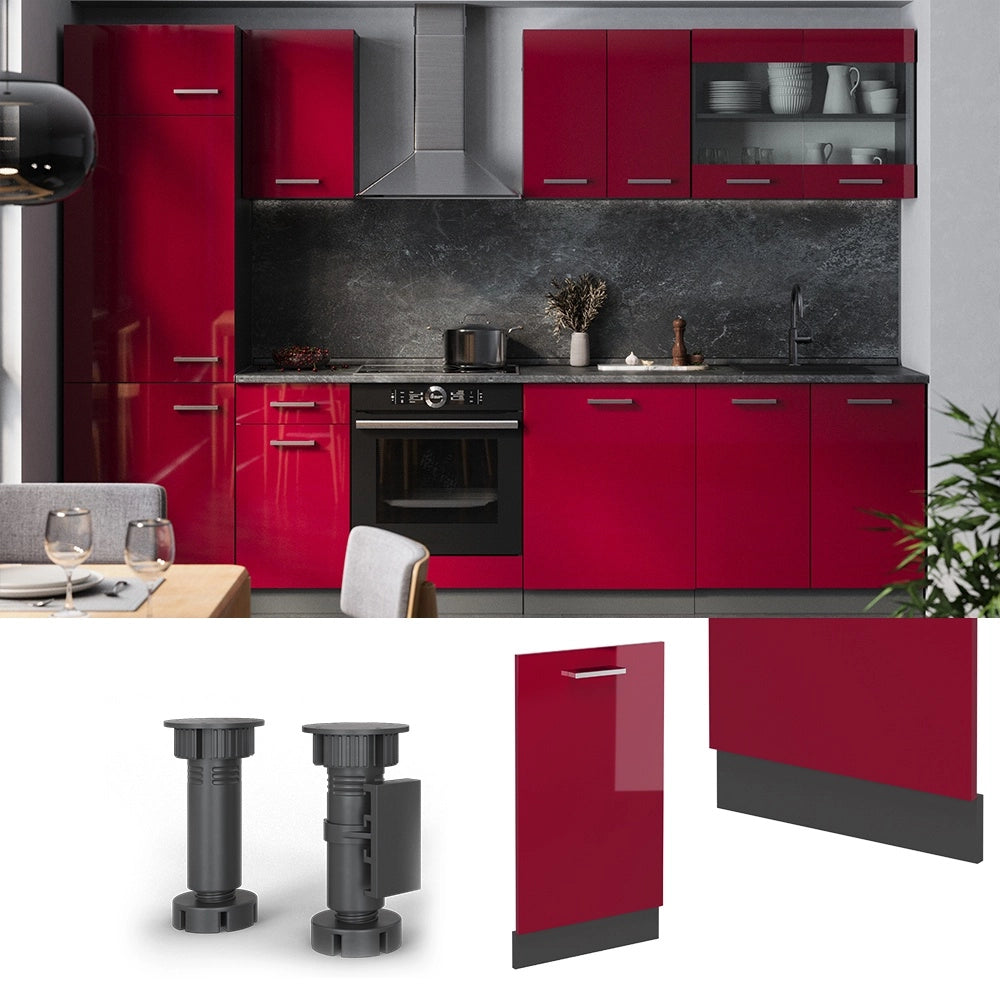 Pannello frontale R-Line Rosso lucido/Antracite 45 cm senza piano di lavoro Vicco