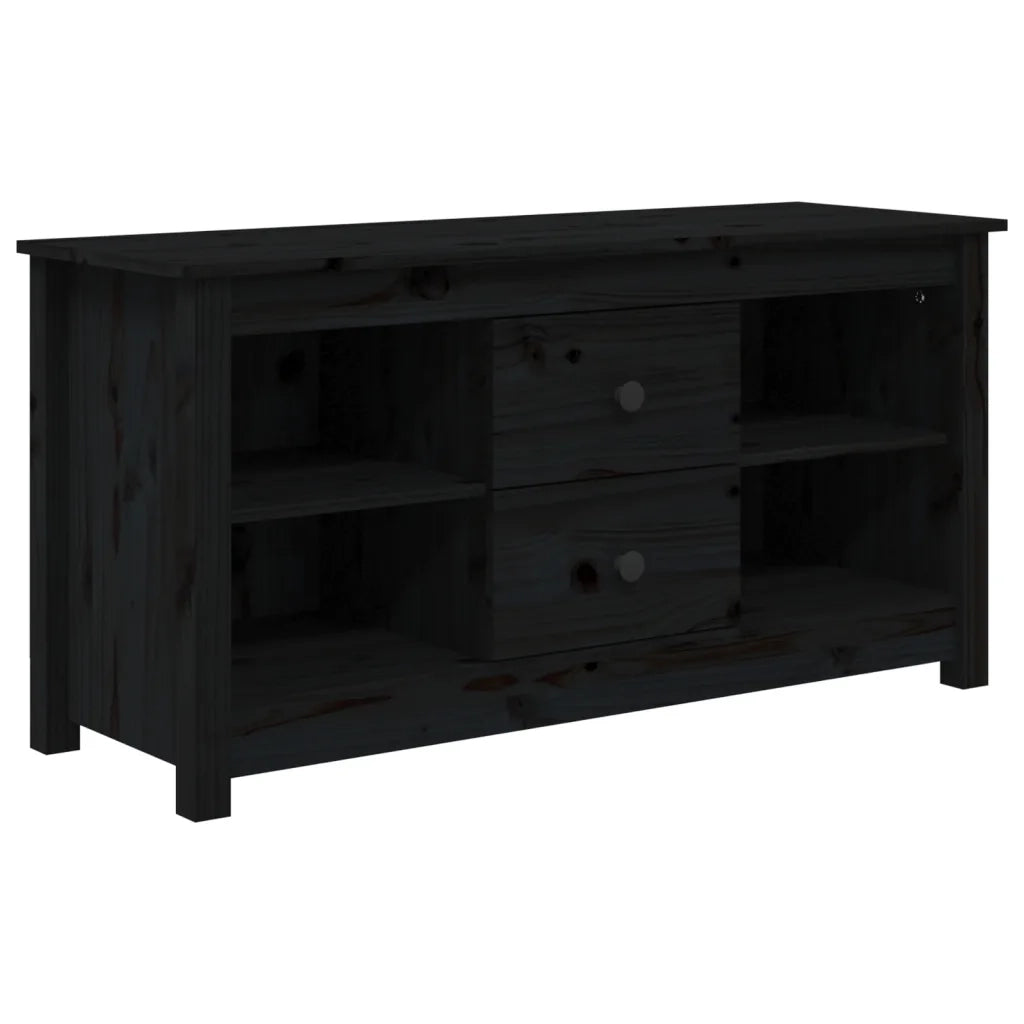 Mobile Porta TV Nero 103x36,5x52 cm in Legno Massello di Pino 814573