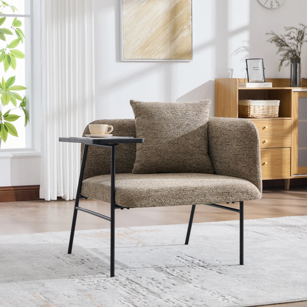 POLTRONA con tavolino laterale 86x72x71 cm Chenille Kaki