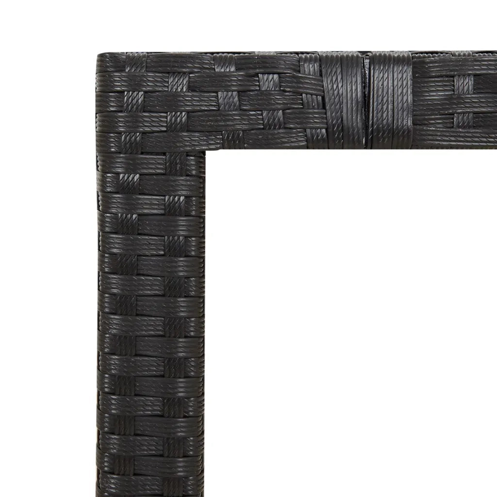 Set Pranzo Giardino 3pz Nero Polyrattan e Legno Massello Acacia 3157606