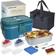 Lunchbox elettrica, 1,8 l, riscaldamento rapido, 12 V, 24 V, 220 V, 3-1, 60 W, contenitore di calore elettrico per piatti per casa e auto, facile da pulire, con contenitore per frutta, piatti per tavola.