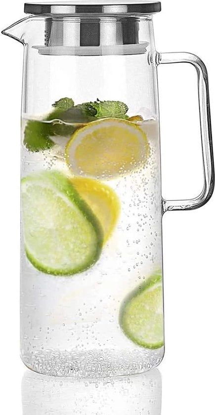 Vaso di vetro con coperchio, termos, vaso, acqua calda e fredda, termos, vino, caffè, latte e succo, caraffa d'acqua, 1200 ml