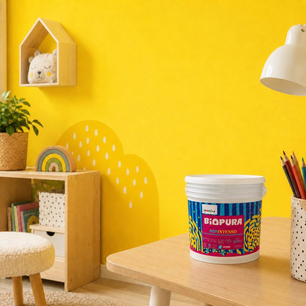 Popintenso palestra e decori interni pittura murale lavabile e coprente cromika *** formato 2.5 lt, colore- limone br...