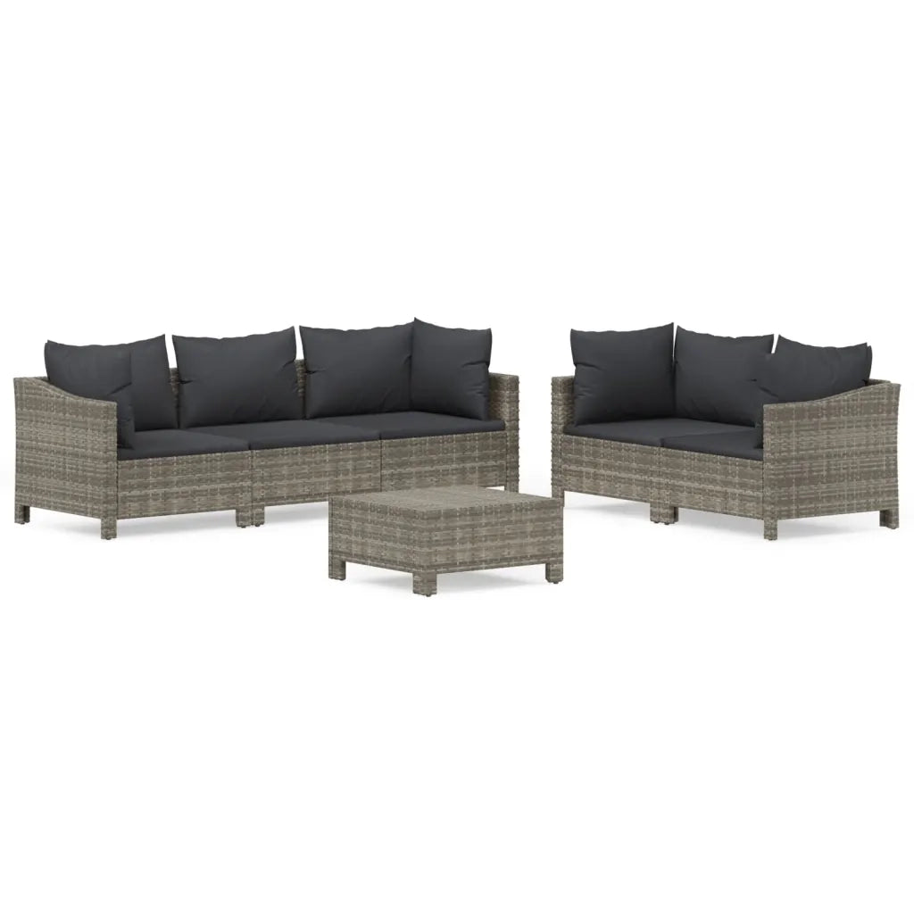 Set Divani da Giardino 6 pz con Cuscini in Polyrattan Grigio 3187265