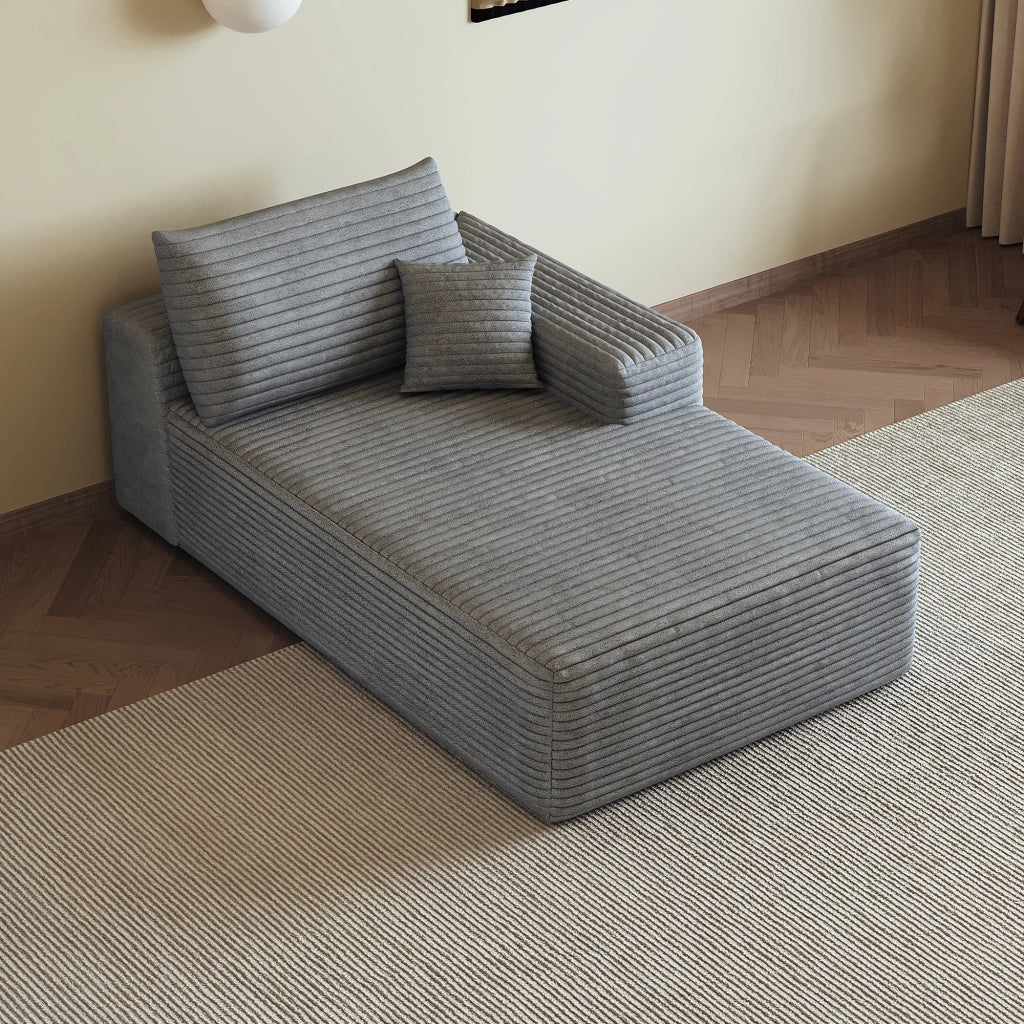 DIVANO LETTO Chaise lounge reversibile grigio in tessuto, senza montaggio