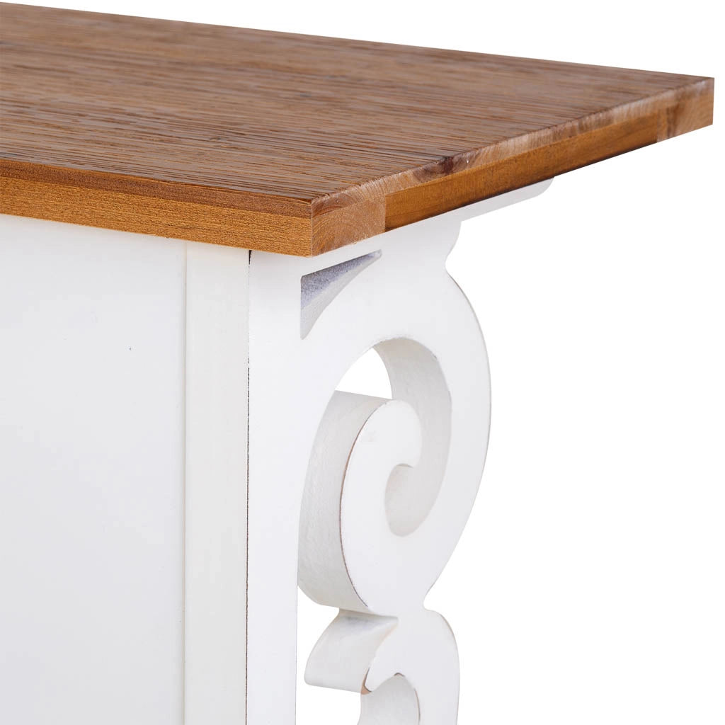 Console in legno laccato bianco invecchiato 106x36x79h cm