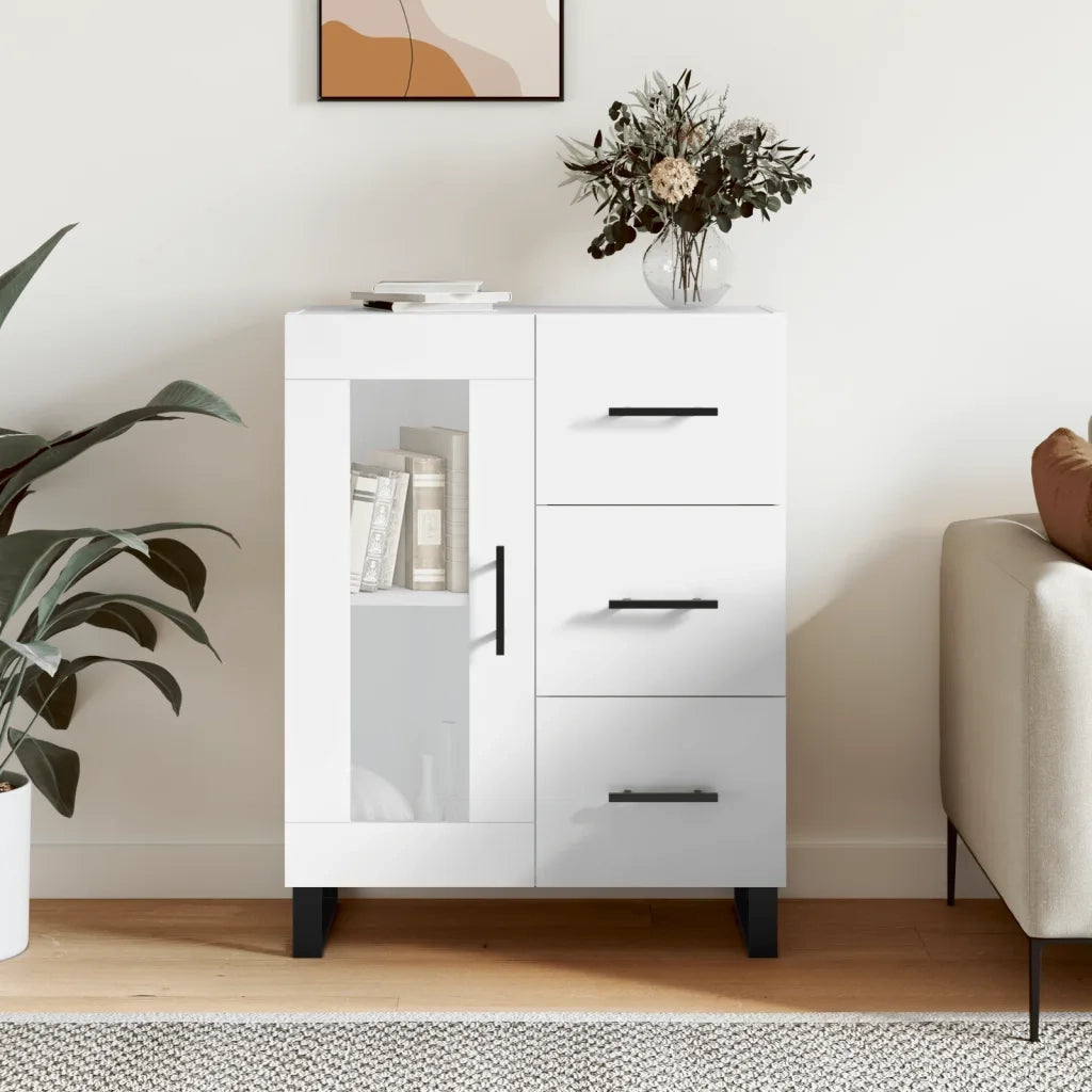 Credenza-Buffet-Armadio da cucina 69,5x34x90 cm in Legno Multistrato Bianco Lucido 199791