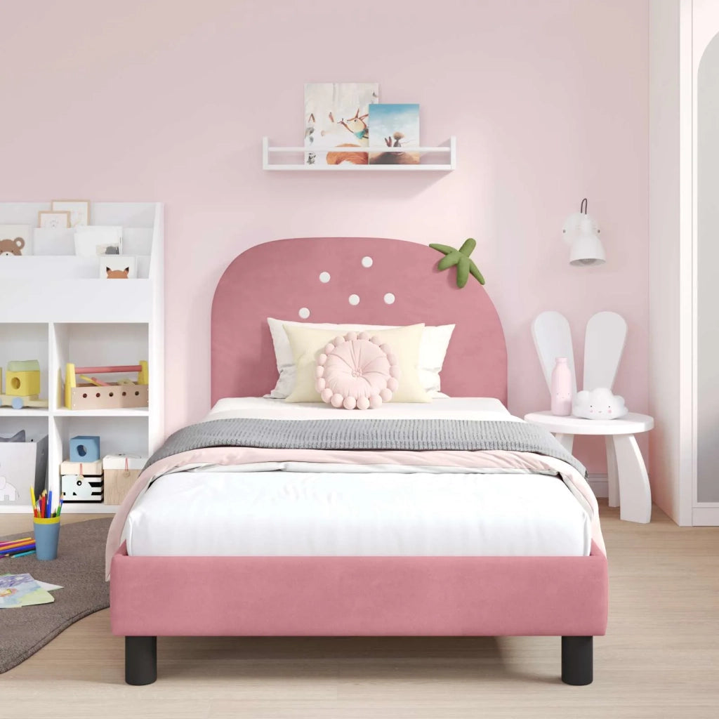 Struttura letto bambini con testata-Giroletto per bambini Rosa 80 x 200 cm Velluto 928312