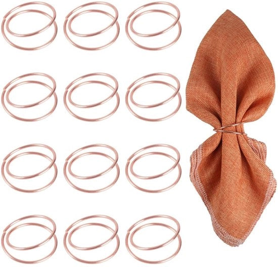 12 Servetringhe Spiraliformi in Metallo per Feste e Cene