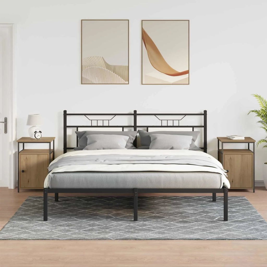 Set di 2 Comodini | Armadio da Notte | Mobiletto da notte rovere artigianale Legno multistrato