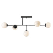 Hoko Plafoniera a 5 Luci con Diffusori in Vetro Bianco Latte e Struttura in Metallo Nero Opaco - Attacco E14 IP20 - Rossini Group
