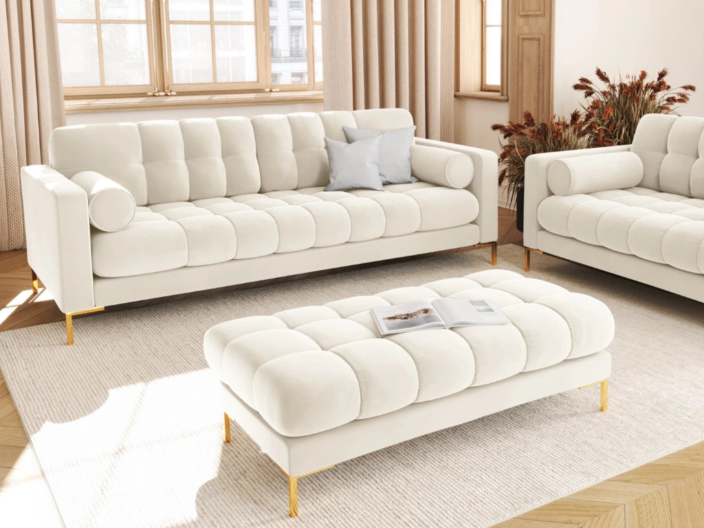 Cosmopolitan Design - Divano "Bali" 3 posti in velluto beige chiaro 
