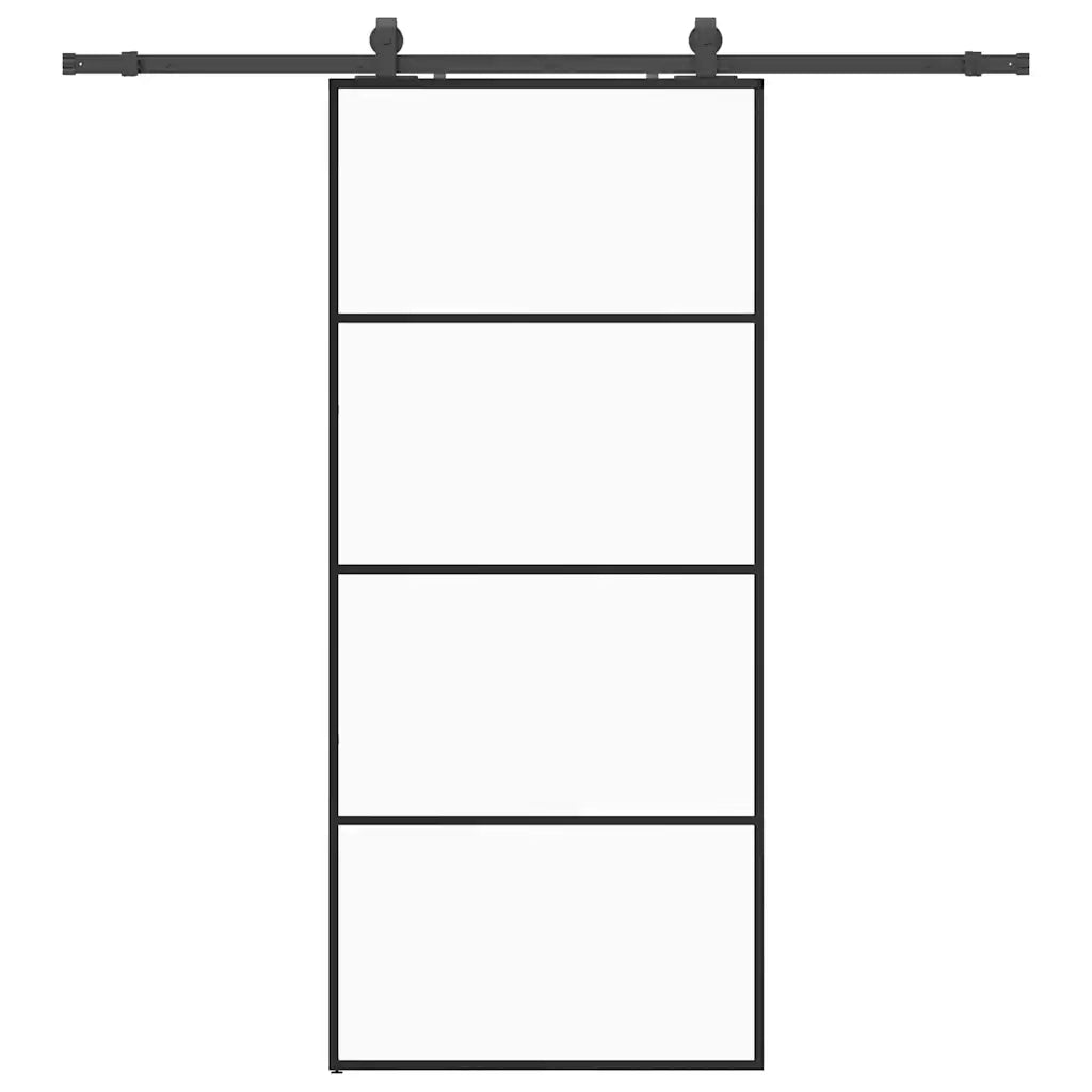 Porta Scorrevole con Ferramenta Nera 90x205 cm in Vetro ESG 3375858