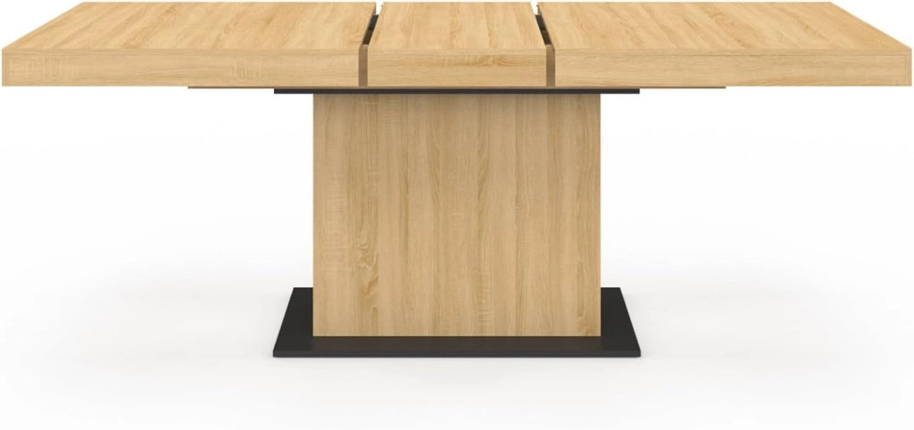 IDMarket - Tavolo da pranzo rettangolare allungabile EDEN 6-10 persone in legno e base nera 160-200 cm