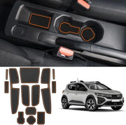 Materassini antislip per Dacia Sandero 3 Sandero Stepway 3 2021-2024, tappeti in gomma per console centrale, portiere, borsa porta bicchieri, Dacia Sandero tappeti antislip in gomma (arancione)