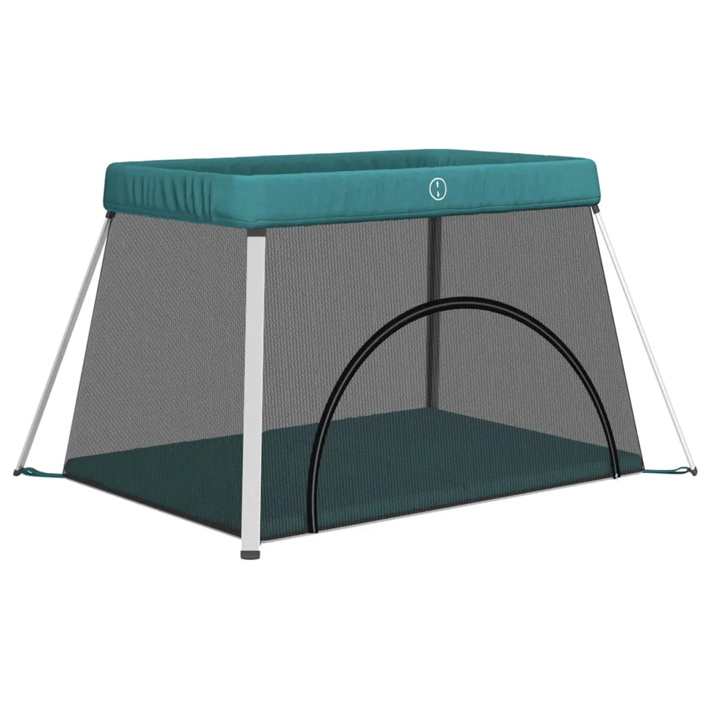 Box per Bambini con Materasso Verde Tessuto di Lino CFW9930161