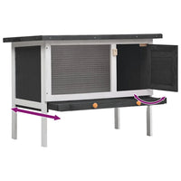 Conigliera per Esterni con Piano Singolo Grigia in Legno 170828