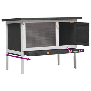 Conigliera per Esterni con Piano Singolo Grigia in Legno 170828