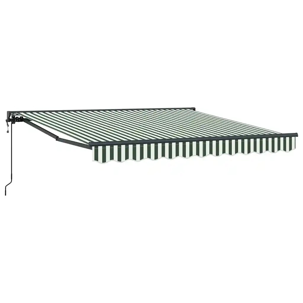 vidaXL Tenda Retrattile Verde e Bianco 350x250 cm Tessuto