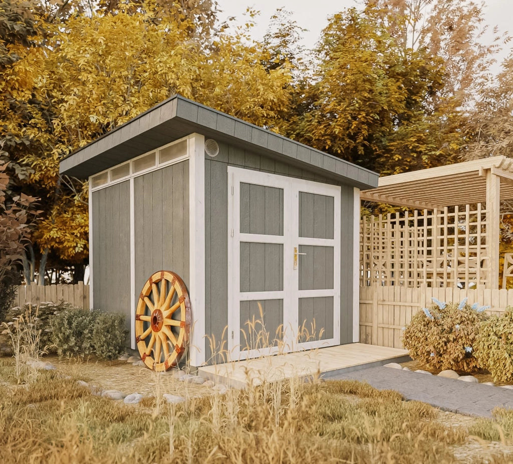 Casetta da Giardino di QUALIT? PREMIUM 5,9m?²-L279xW293cm - TIMBELA M903A-CAVERN STEEL