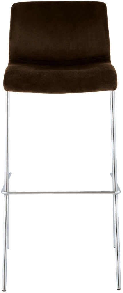 Sgabello Hover Velluto Base a Quattro Gambe Cromata marrone