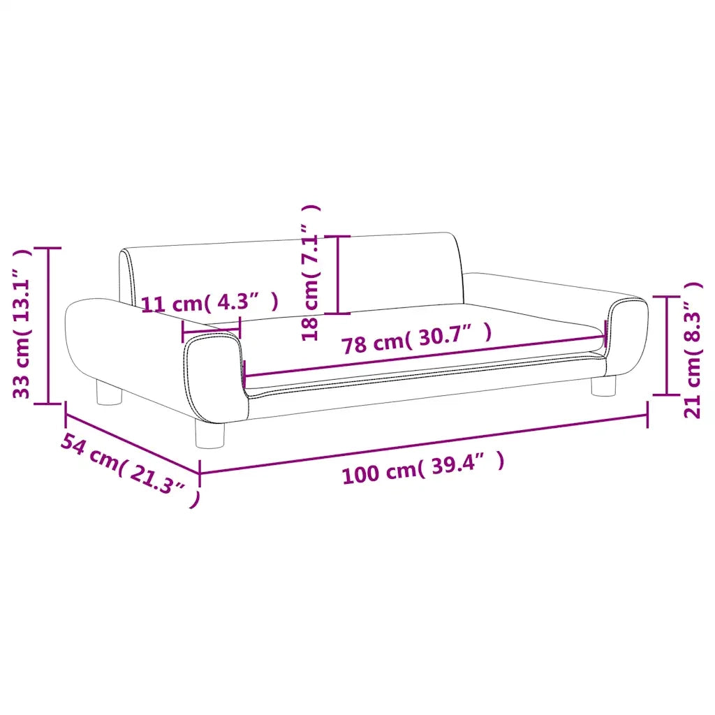Divano per Bambini-Sofa-Divanetto Grigio Chiaro 100x54x33 cm in Velluto