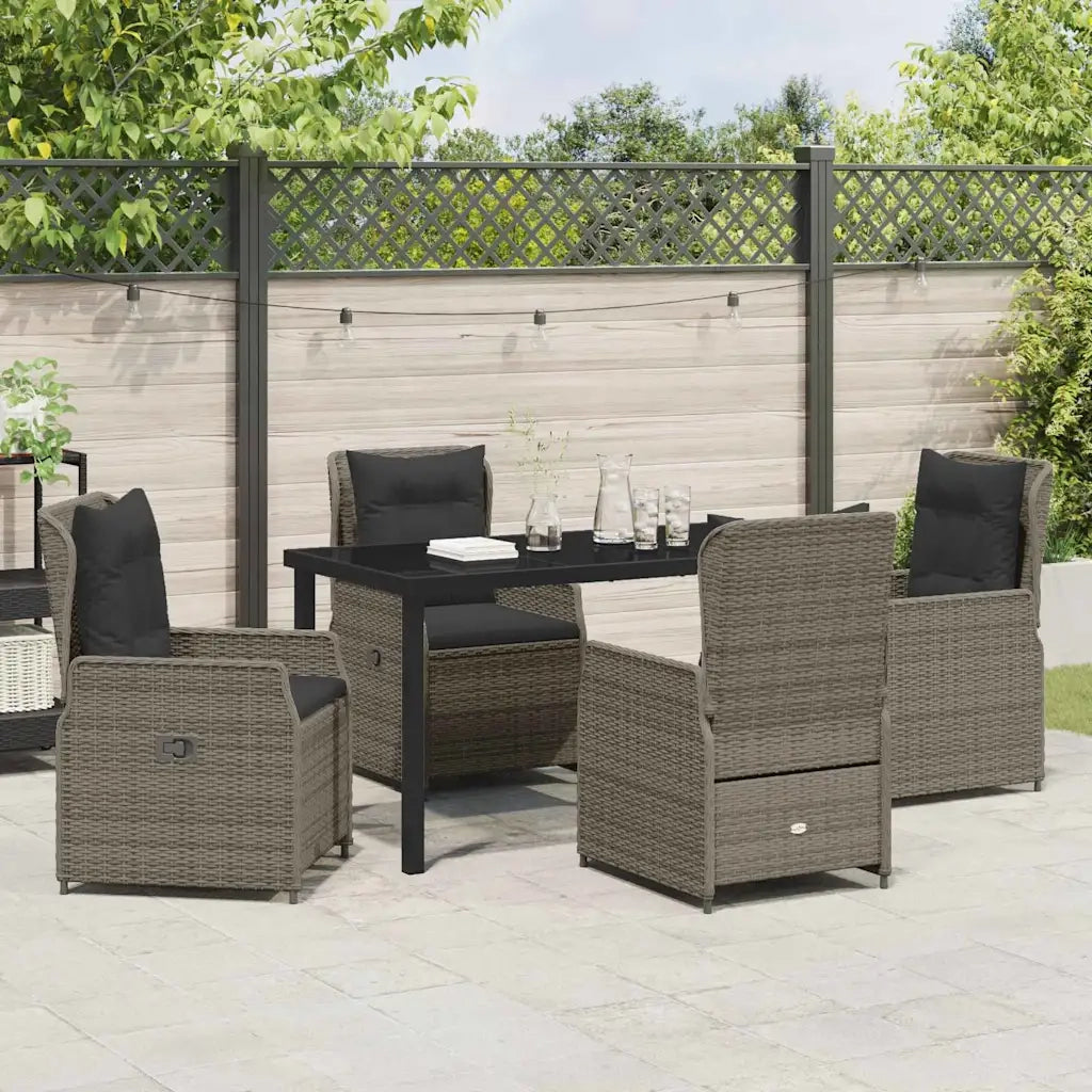 Set da Pranzo per Giardino 5 pcs Grigio polyrattan 3380955