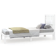 Letto singolo | Letto per adulti | Giroletto in Legno Massello Bianco 75x190 cm Small Single