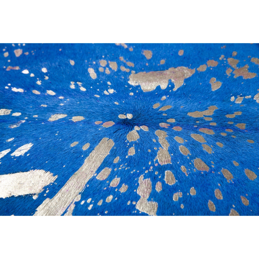 Tappeto in pelle bovina Glam 400 Blu e Oro