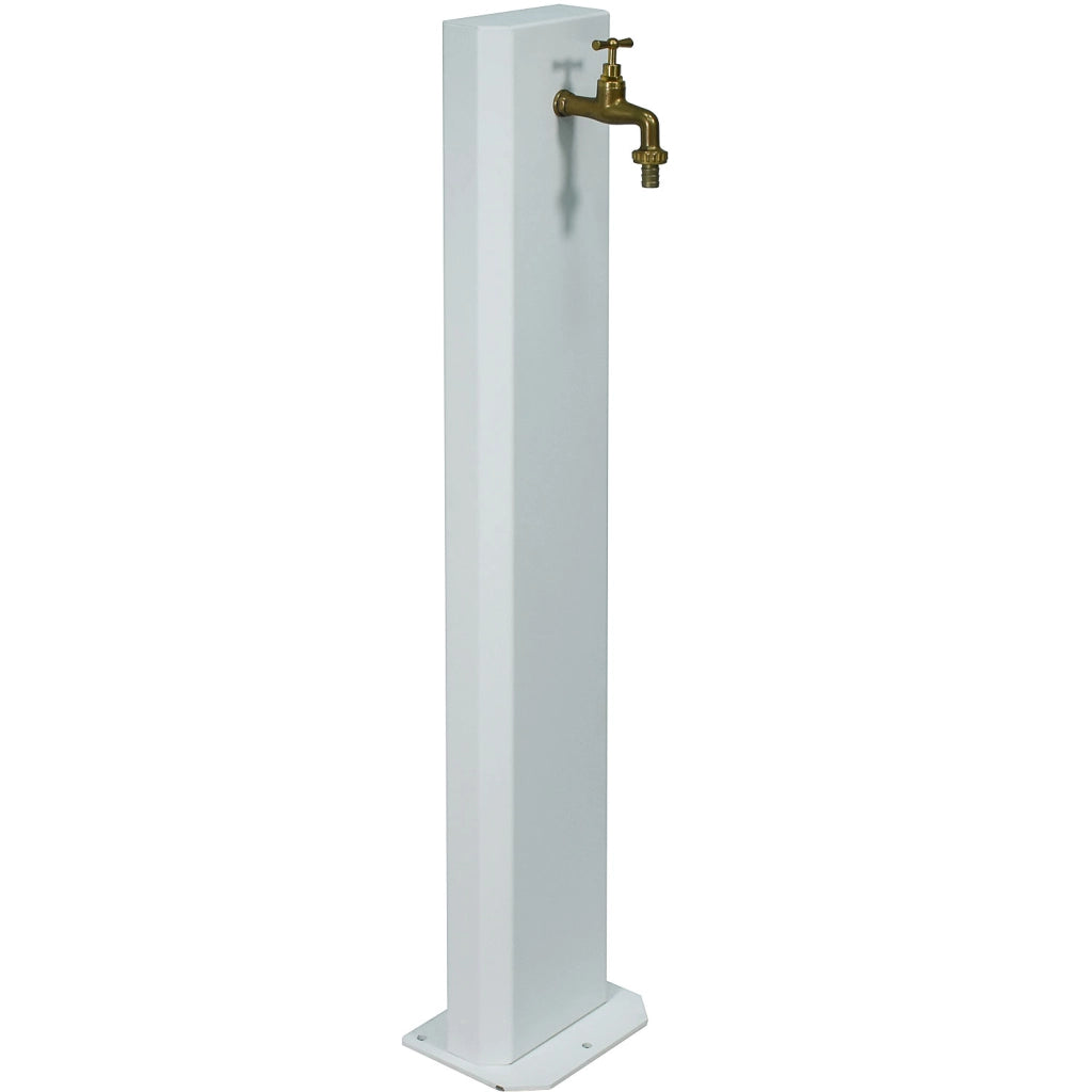 Fontanella da Giardino con Rubinetto in Ottone 20x10x100 cm in Acciaio Bianco