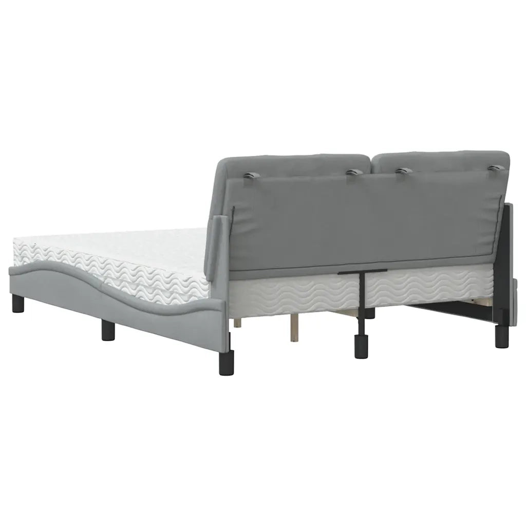 Letto con Materasso Grigio Chiaro 140x200cm Tessuto