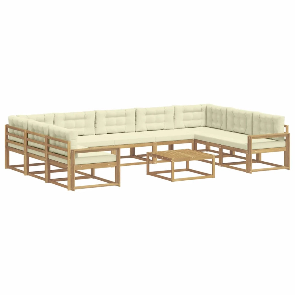 Set di divani da esterno con cuscino 10 pcs Bianco e Crema