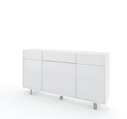 Credenza 3 ante/3 cassetti VELBRUK bianco pietra/bianco lucido