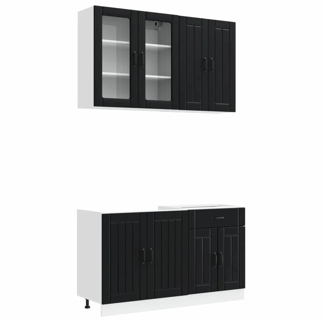 Unità Cucina LUCCA 4 pcs Nero Legno ingegnerizzato 3438316
