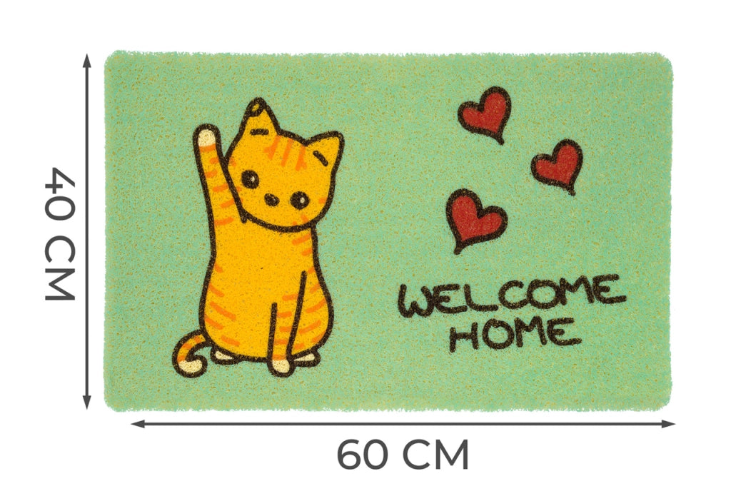 Zerbino Con Riccioli Vinilici Entrata Ingresso Casa Esterno Antiscivolo Curly In Varie Fantasie - 40x60cm - Gattino