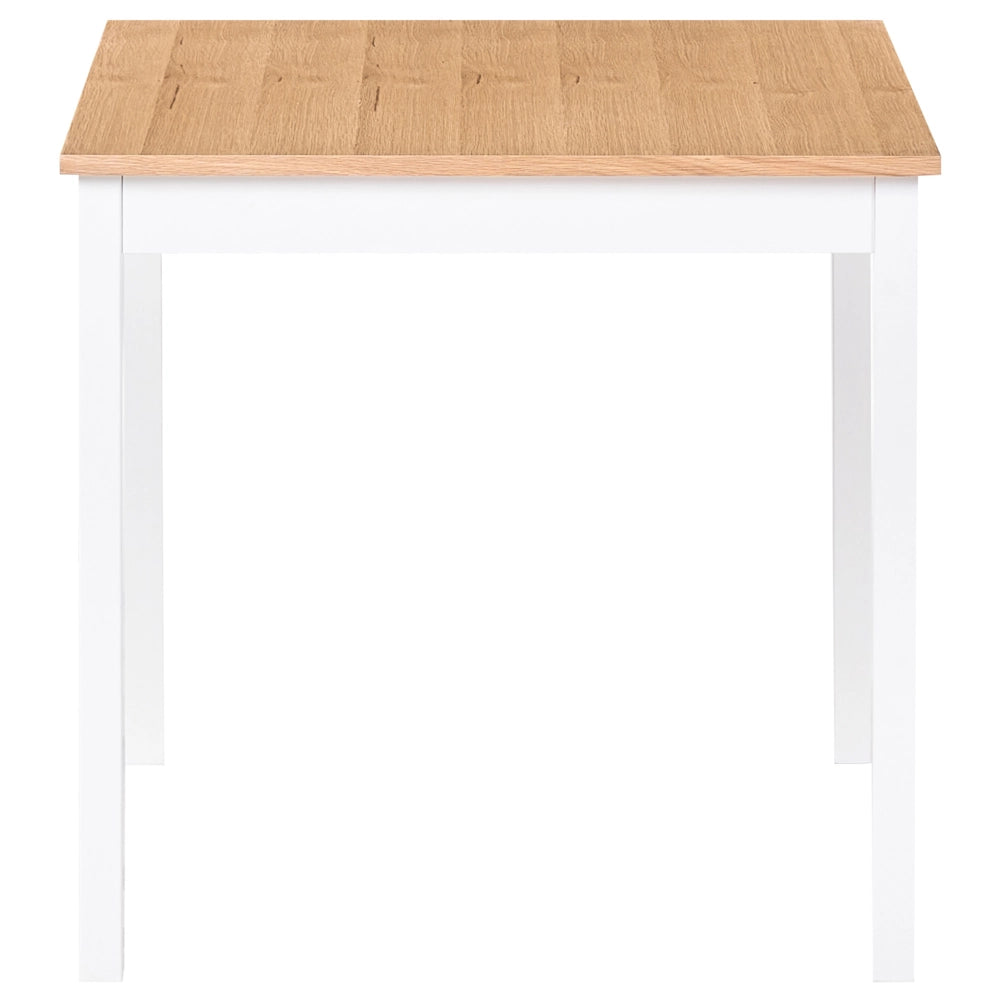 Tavolino da pranzo in MDF impiallacciato rovere chiaro con gambe in pino bianco 80 x 80 cm
