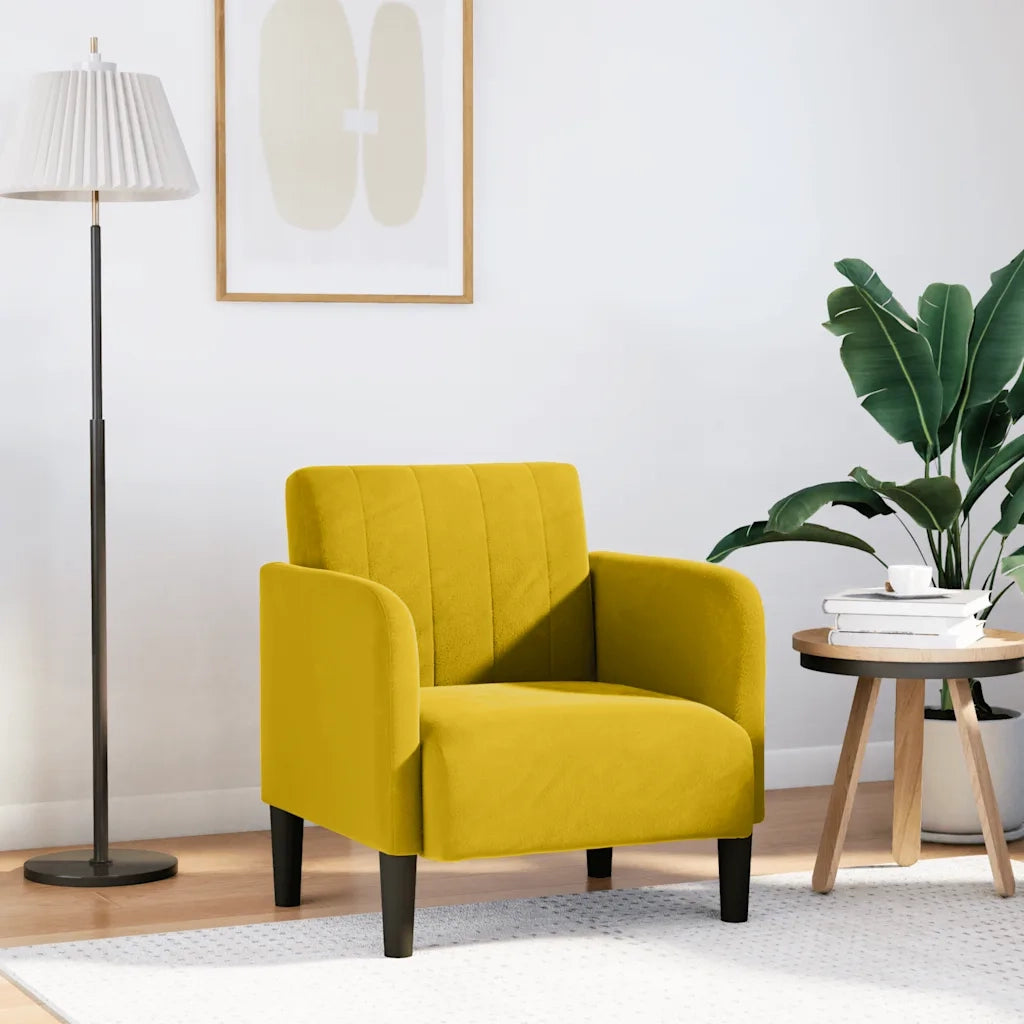 vidaXL Divano Sedia con Braccioli Giallo 54 cm in Velluto