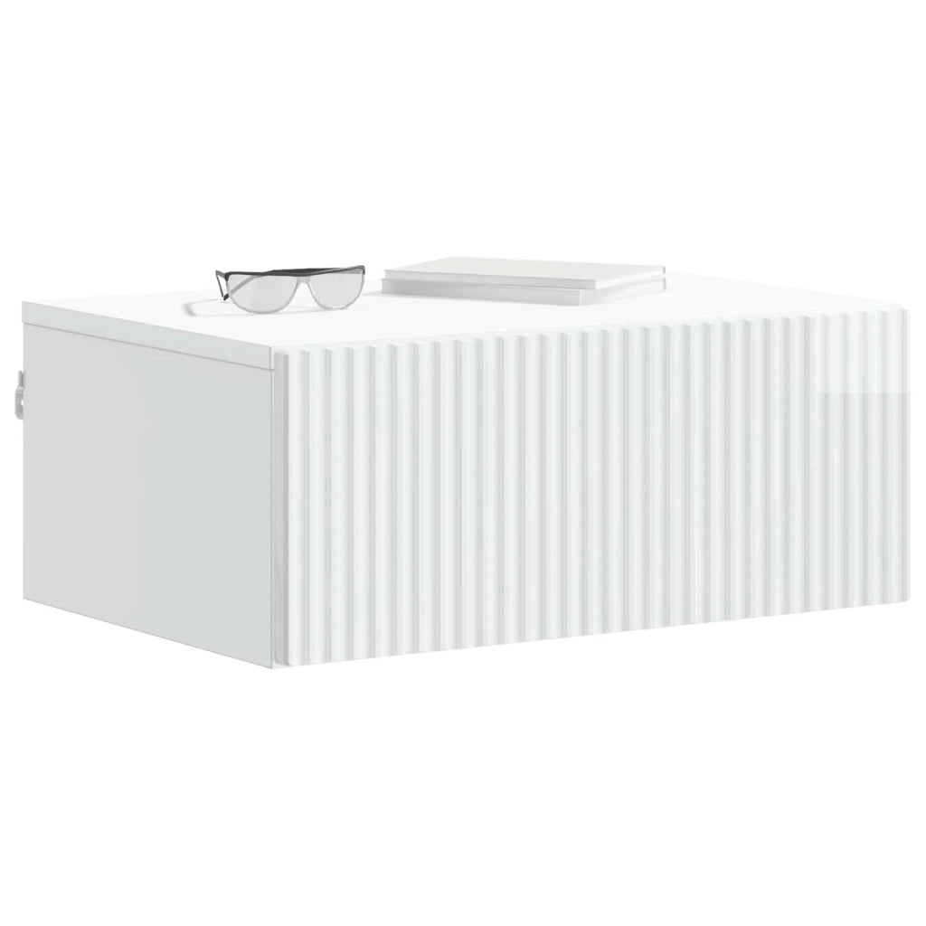 Mobiletto da notte a muro 2 pcs Bianco Lucido 49 x 34,5 x 20 cm 898454