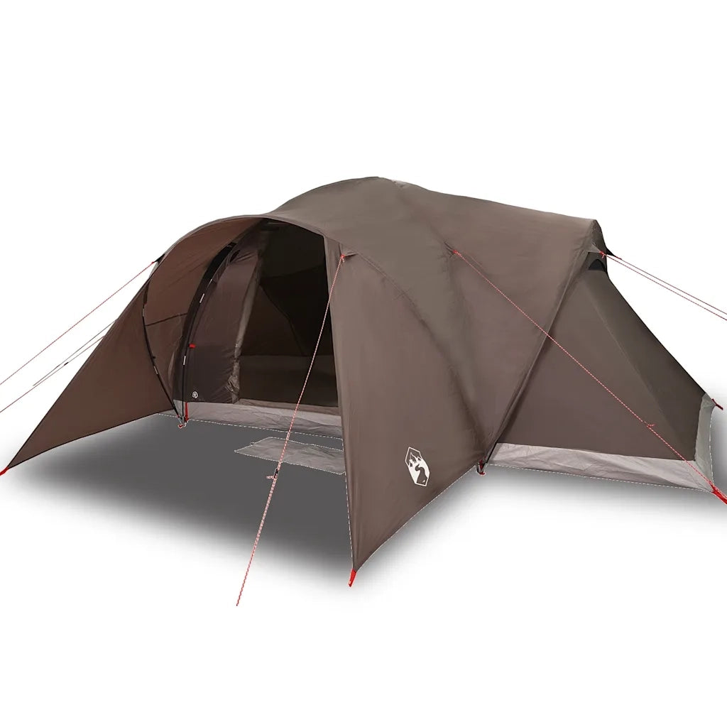 Tenda da Campeggio a Cupola per 6 Persone-Tenda per Escursionismo Marrone Impermeabile 273265