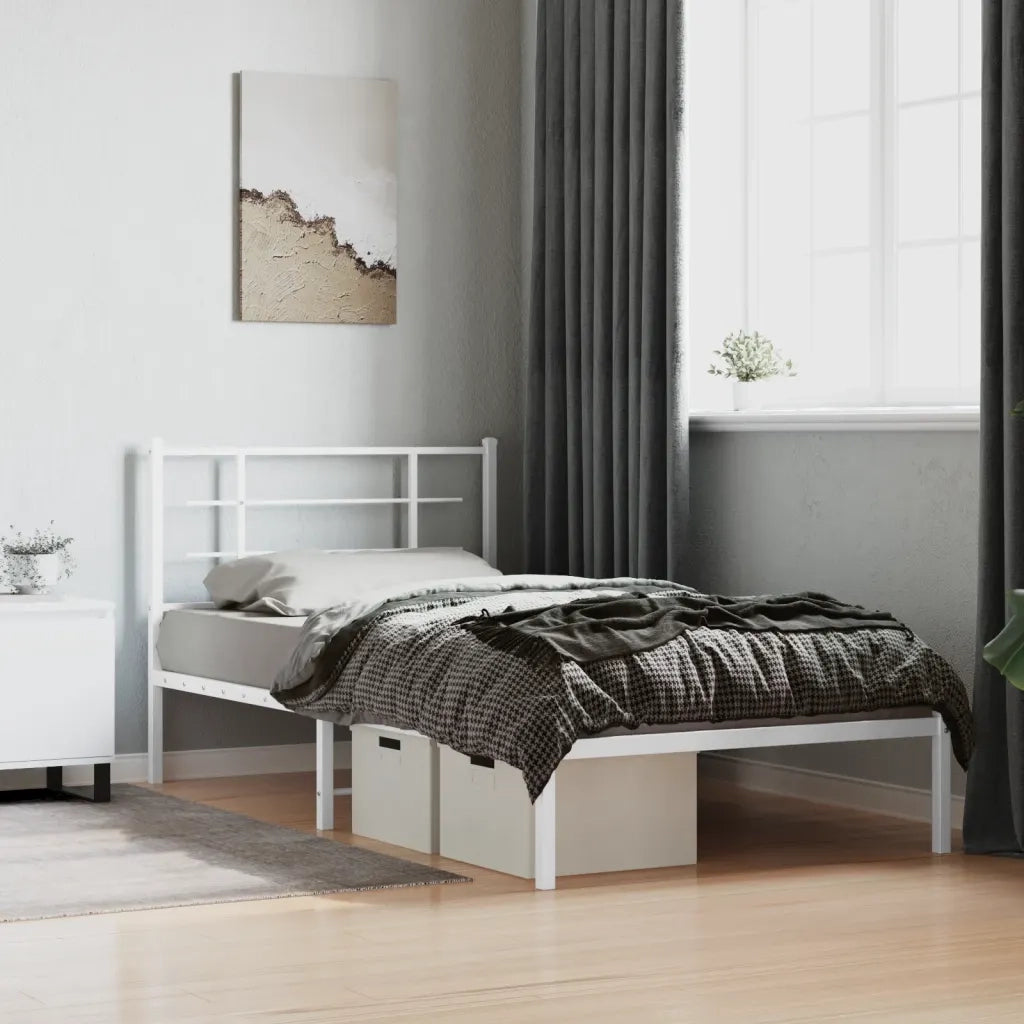 Giroletto con Testiera Metallo Bianco 107x203 cm 355606