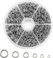 Set di Anelli Spring a 6 Misure con Cassetta - RVS - 1040 Anelli - per Creazione di Gioielli DIY