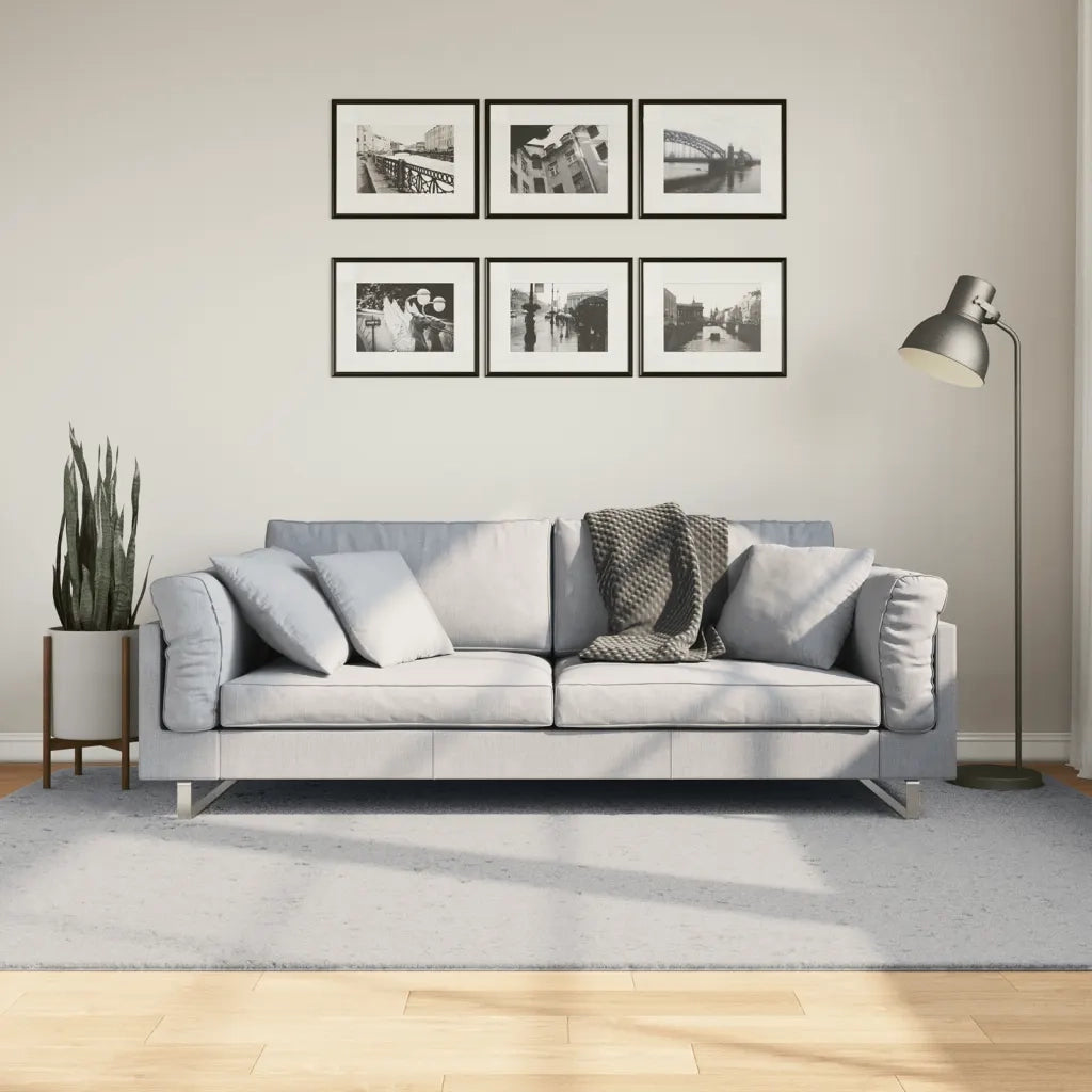 Tappeto a Pelo Corto HUARTE Morbido e Lavabile Grigio 160x230cm 375079