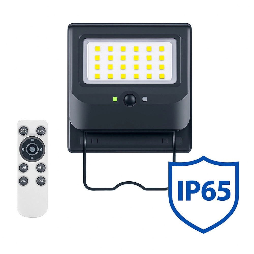 Trade Shop - Lampione Faro Con Pannello Solare 50 Watt Sensore Crepuscolare Luce Fredda Ip65 Es-p-50f -