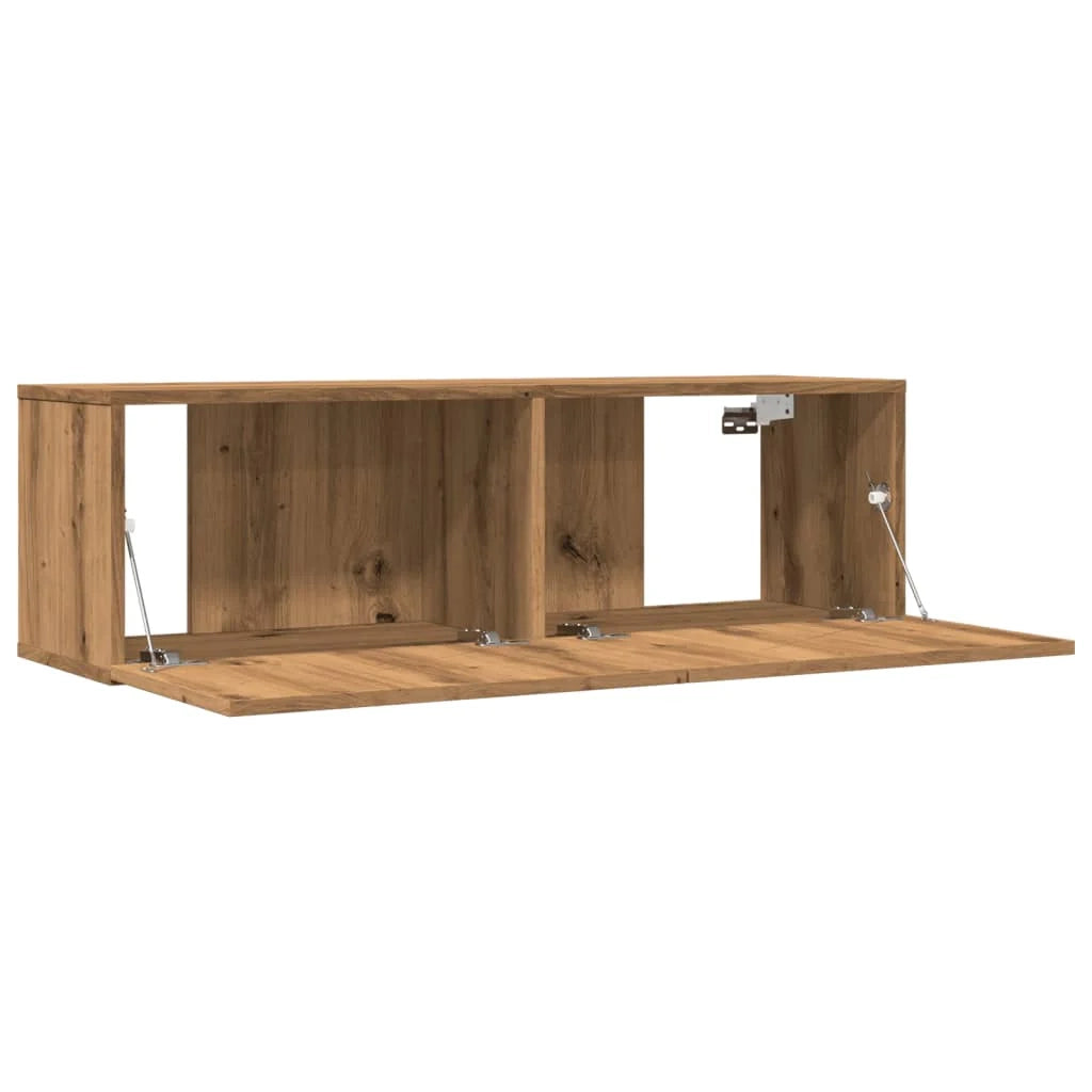 Mobile TV multimediale da parete mensola TV credenza TV per sala da pranzo soggiorno camera da letto 2 pezzi rovere lavorato a mano 100 x 30 x 30 cm marrone 02_0028977